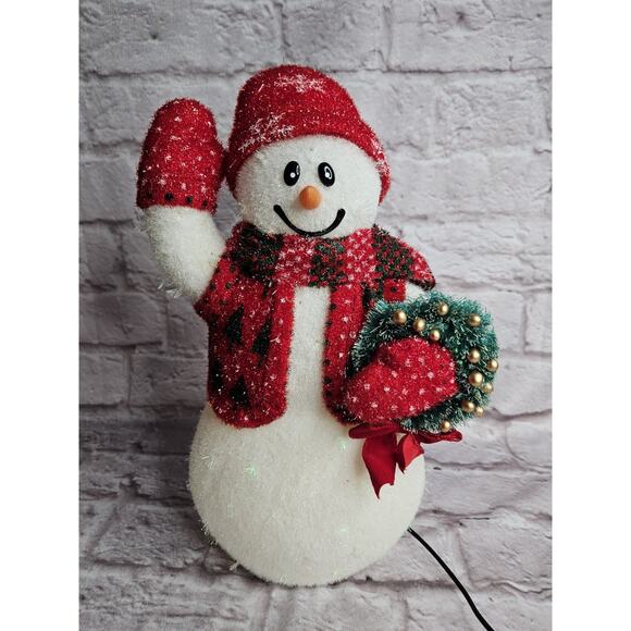 VINTAGE CHRISTMAS FIBER OPTIC SNOWMAN WITH MERRY CHRISTMAS  Vintage Avon Fiber Optic Snowman Decoration Winter Christmas